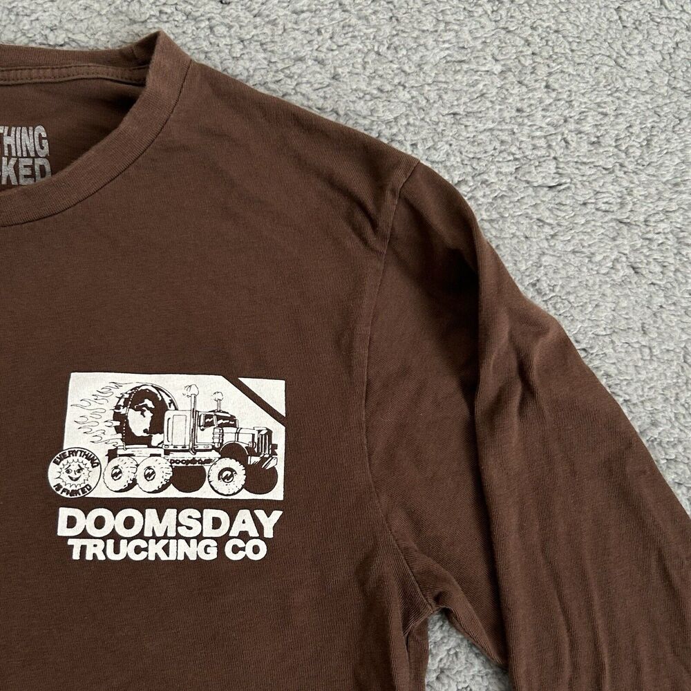 Everything Is Fcked Mens Large Long Sleeve Pullover Shirt Transportation Truckin - Picture 6 of 15